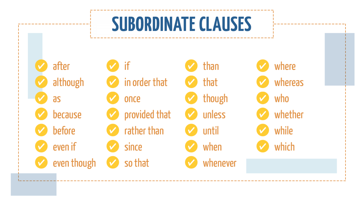 Subordinate Clause Words List